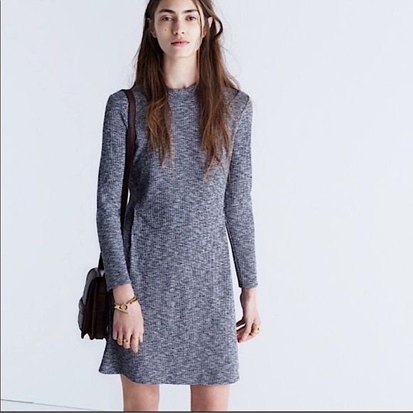Madewell Dresses & Skirts - Madewell Cityblock Mockneck Ribbed Long Sleeve Grey Dress